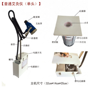 现货明火无烟艾得火艾灸仪手动遥控单头双头美容院专用艾灸仪器图2