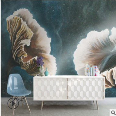 现代简约手绘罂粟花大型壁画客厅卧室电视背景墙纸艺术壁纸墙布