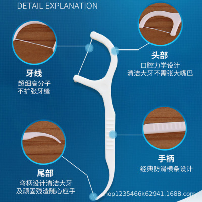 宜齿洁牙线出口级超细牙线棒扁线家庭装剔牙线盒装弓形牙线签图2