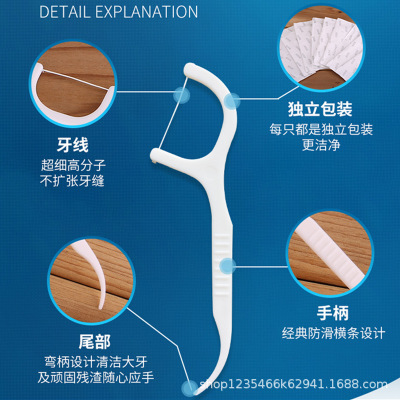 宜齿洁牙线超细牙线棒独立装弓形安全卫生牙签圆线小牙缝签 50支图2