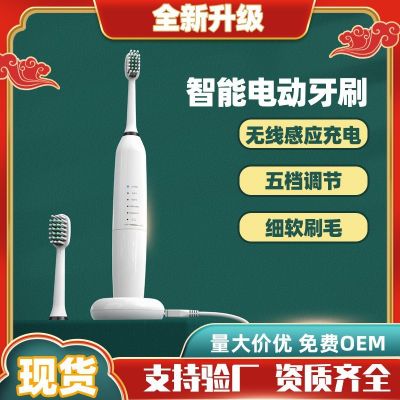 源头厂家便携无线充电电动牙刷 五档成人防水软毛声波电动牙刷