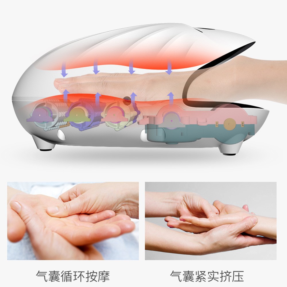 新款手指按摩器关节减压电动热敷手掌护理气压滚轮按摩手部按摩器图2