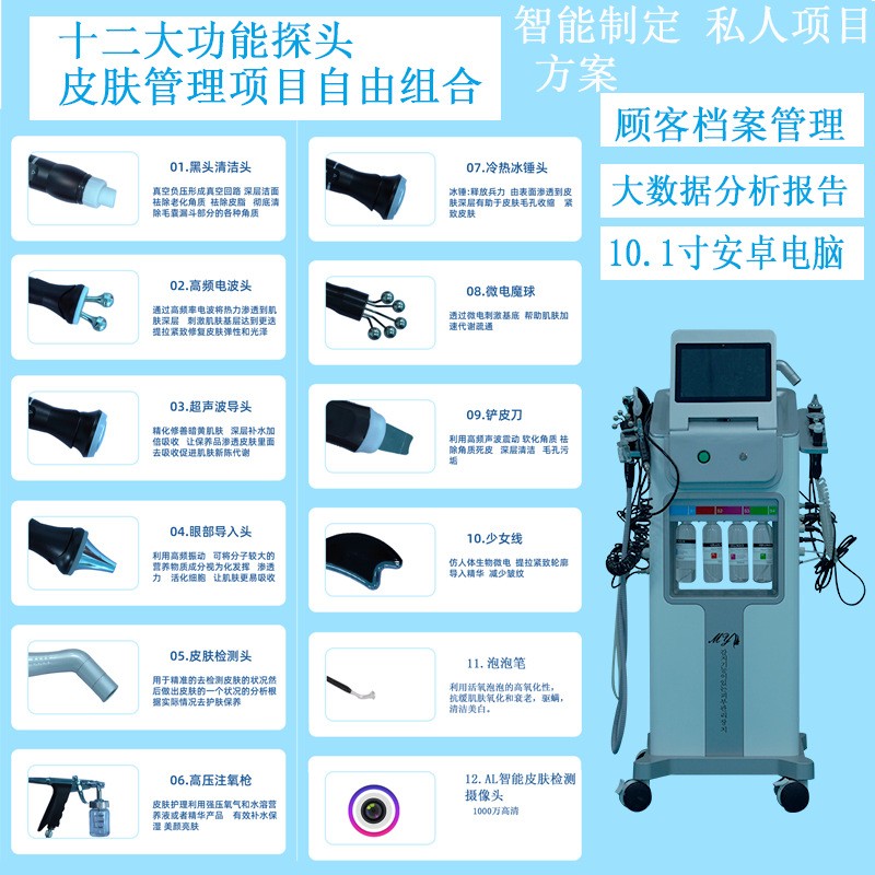 八代黑珍珠美容仪器氢氧大气泡脸部清洁补水提升泡泡机皮肤管理仪图2