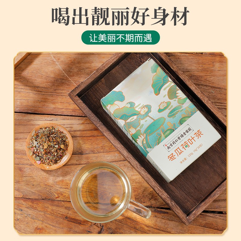 南京同仁堂冬瓜荷叶茶茶盒装独立包装代用茶批发抖音同款袋泡茶图2