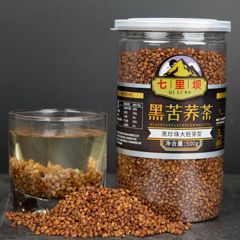 一件代发黑苦荞茶500g罐大胚芽整粒苦荞大凉山荞麦茶饭店酒店茶叶图2